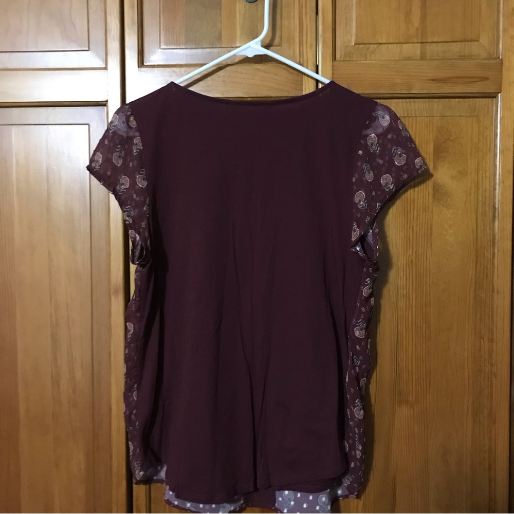 LC Lauren Conrad Maroon Cap Sleeve Top - Picture 3 of 5